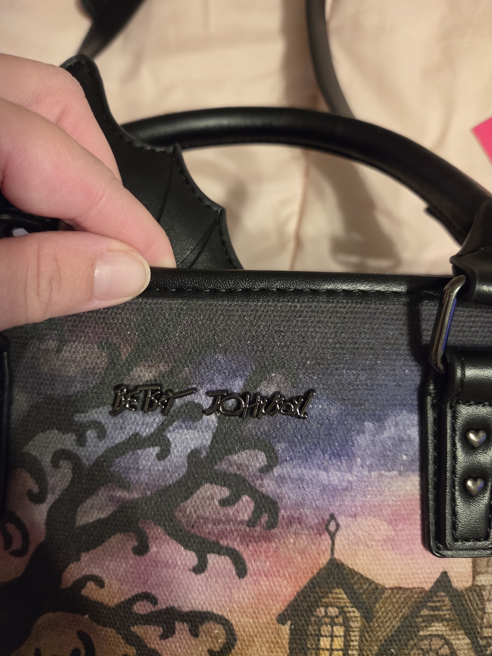 Betsey Johnson Black Haunted House Satchel - Picture 4 of 10